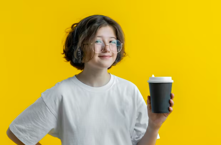 A child holding a cup of coffee